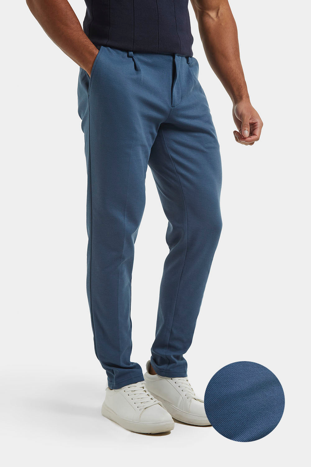 Twill Trousers in Petrol Blue - TAILORED ATHLETE - ROW