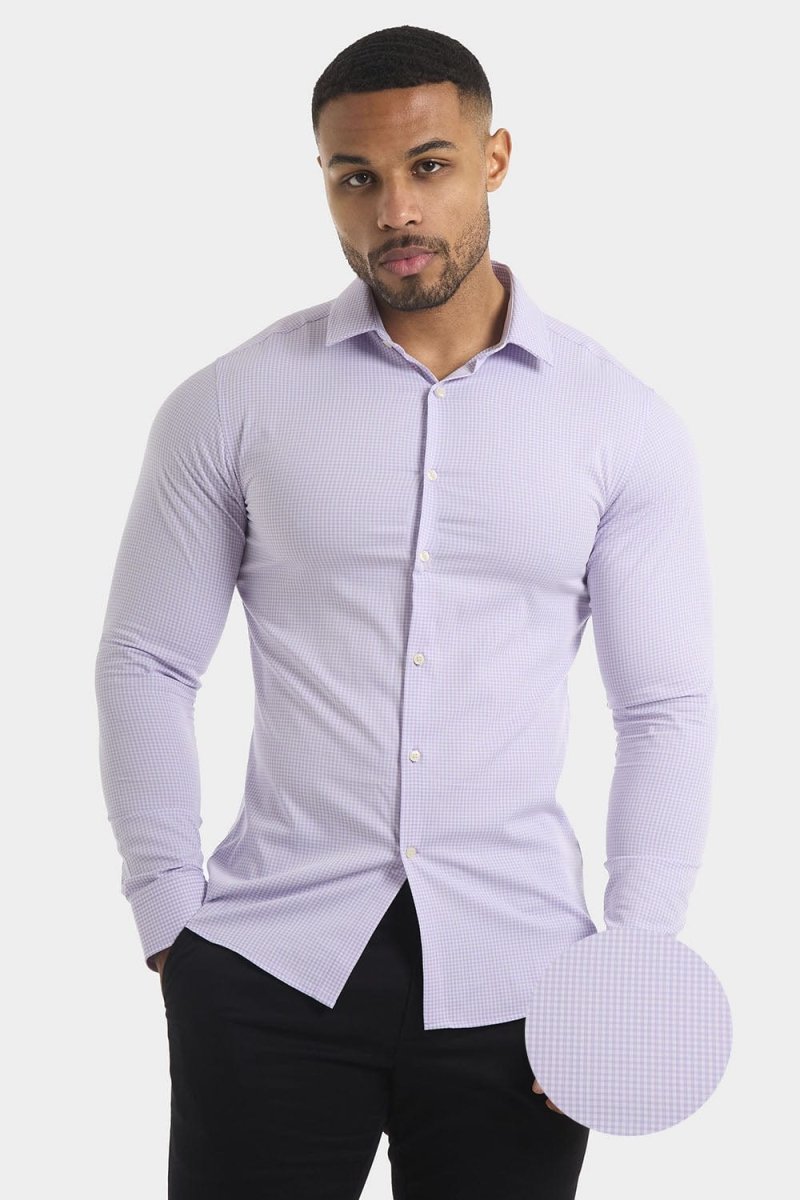 Bamboo Micro-Check Shirt in Lilac Check - TAILORED ATHLETE - ROW