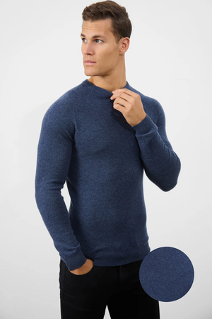 Cashmere Blend Crew Neck in Navy - TAILORED ATHLETE - ROW