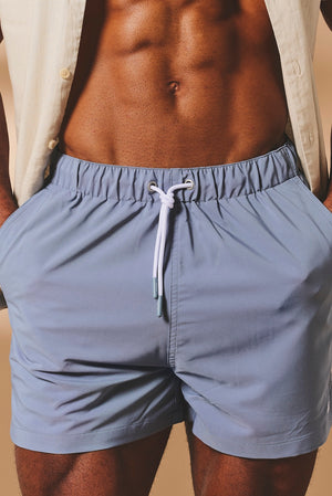Quick Dry Plain Swim Shorts in Soft Blue