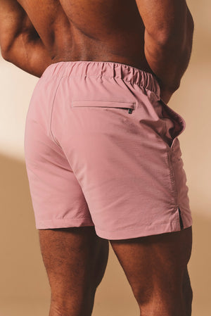 Quick Dry Plain Swim Shorts in Dusky Pink