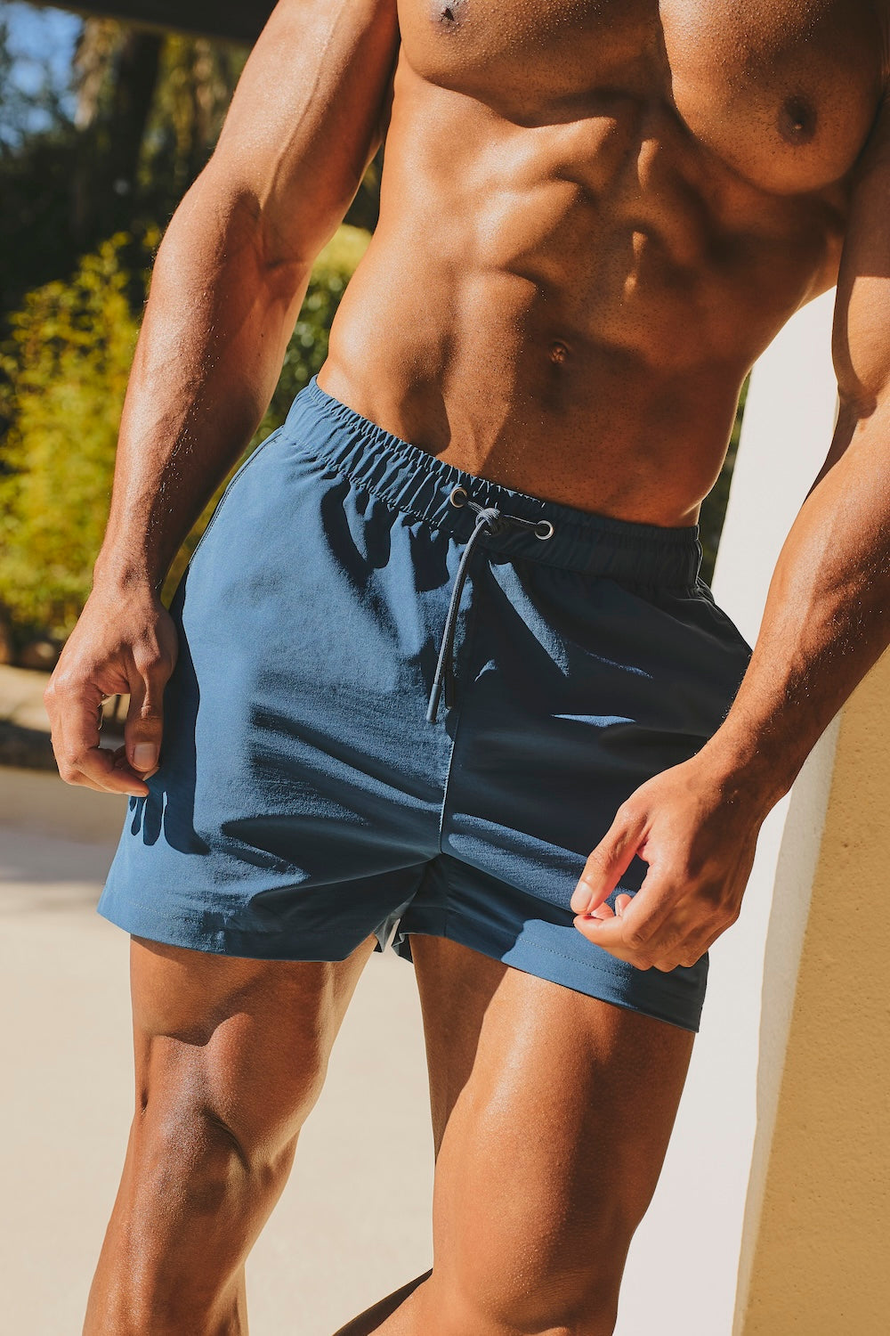 Quick Dry Piped Swim Short in Airforce and Navy