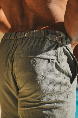 Quick Dry Textured Hybrid Side Adjuster Swim Short in Sage
