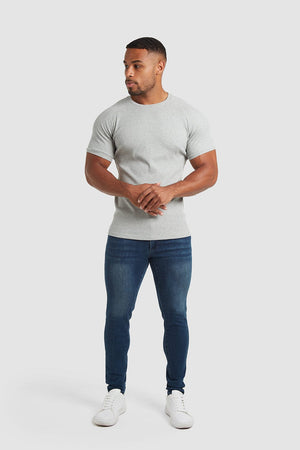 Ribbed T-Shirt in Mid Grey Marl - TAILORED ATHLETE - ROW