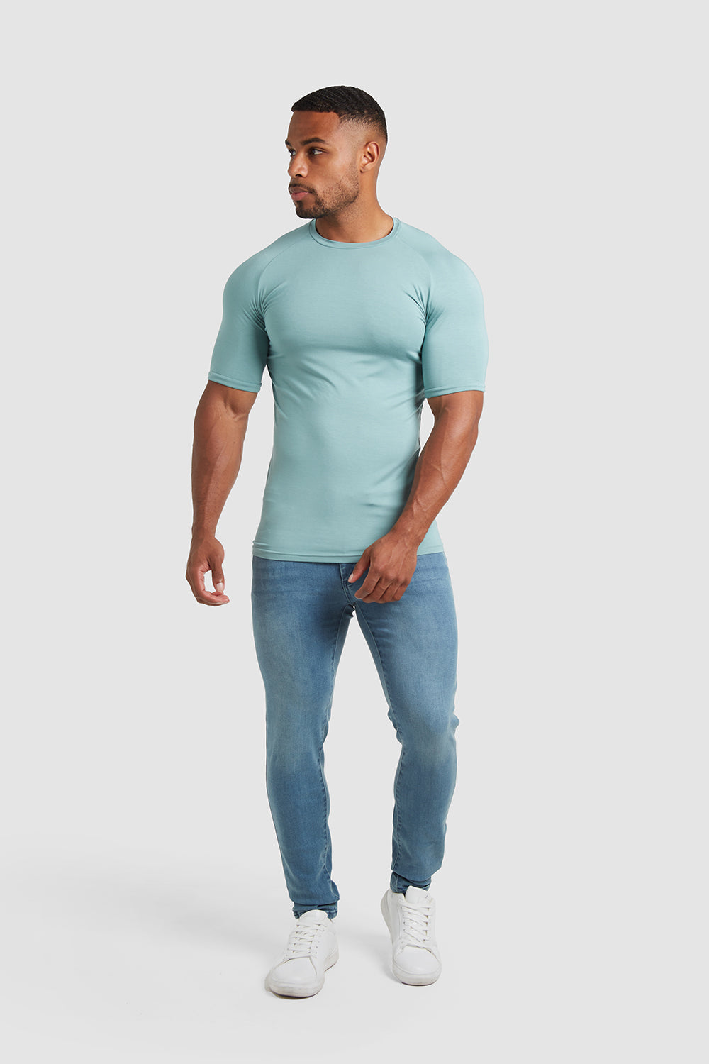 Bamboo Loop Back T-Shirt in Smoked Green - TAILORED ATHLETE - ROW