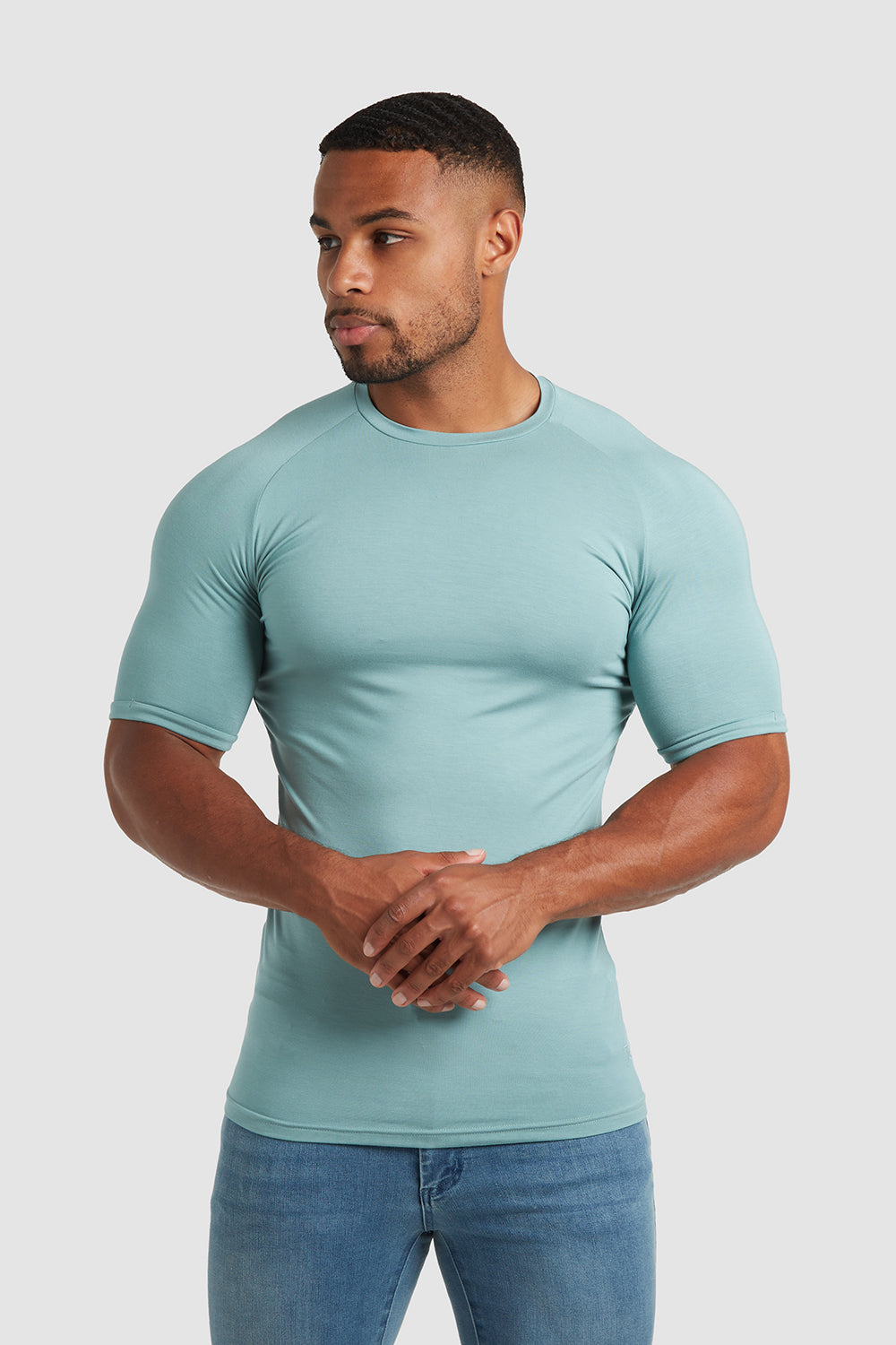 Bamboo Loop Back T-Shirt in Smoked Green - TAILORED ATHLETE - ROW