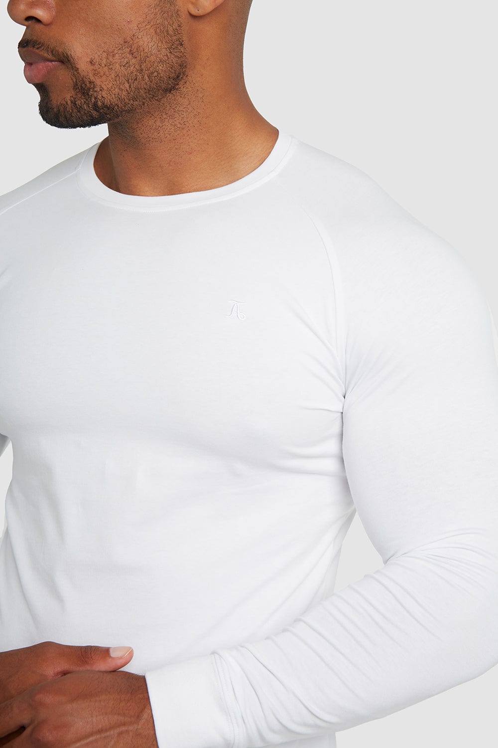 white long sleeve muscle shirt