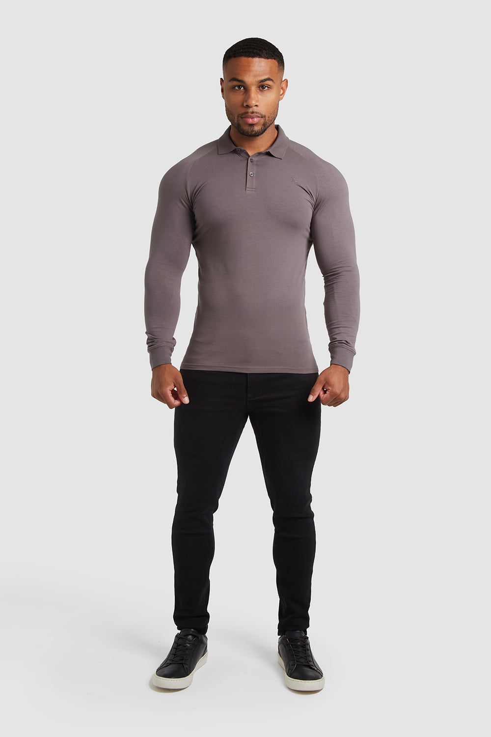 Muscle Fit Polo (LS) in Mole - TAILORED ATHLETE - ROW