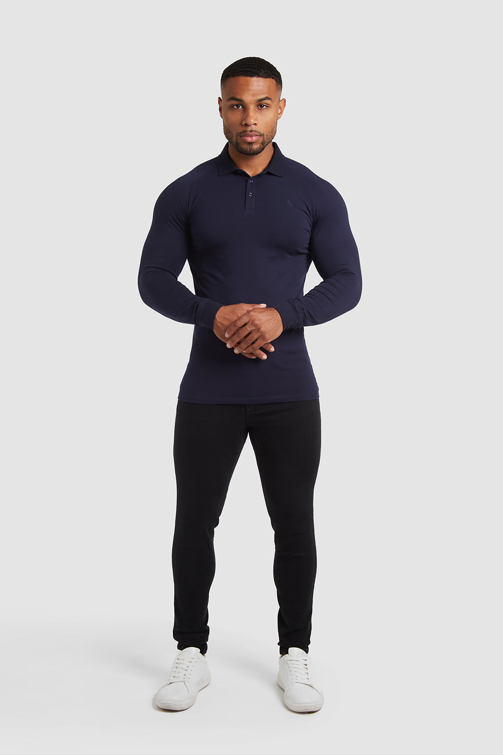 Muscle Fit Polo (LS) in True Navy - TAILORED ATHLETE - ROW