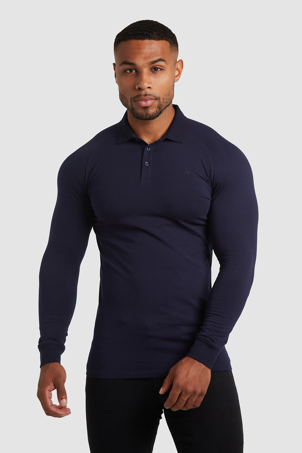 Muscle Fit Polo (LS) in True Navy - TAILORED ATHLETE - ROW