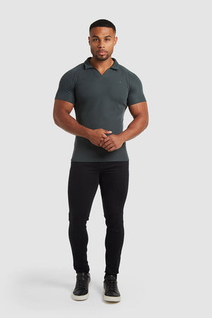 Textured Open Collar Polo Shirt in Kale - TAILORED ATHLETE - ROW