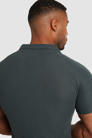 Textured Open Collar Polo Shirt in Kale - TAILORED ATHLETE - ROW