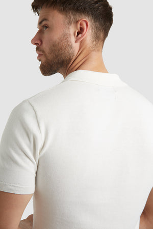 Ribbed Knitted Polo in Chalk - TAILORED ATHLETE - ROW
