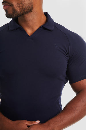 Jersey Buttonless Polo Shirt in Navy - TAILORED ATHLETE - ROW