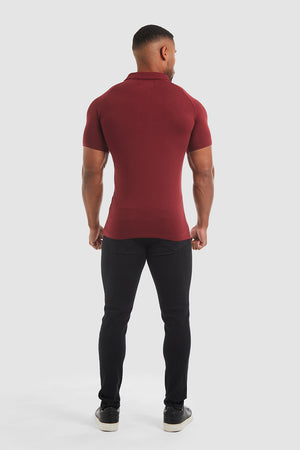 Jersey Buttonless Polo Shirt in Burgundy - TAILORED ATHLETE - ROW
