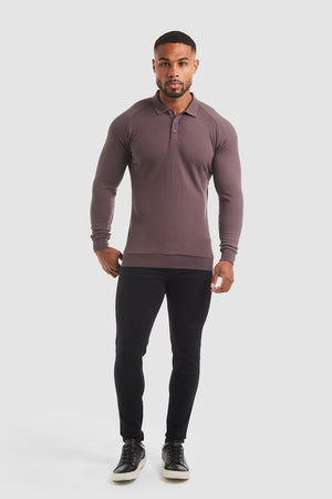 Ribbed Polo (LS) in Truffle - TAILORED ATHLETE - ROW