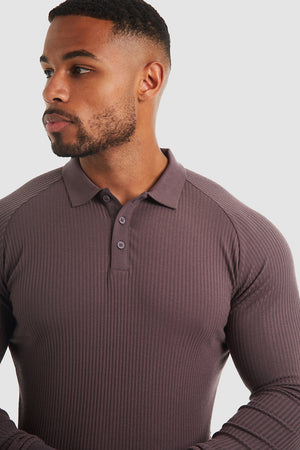 Ribbed Polo (LS) in Truffle - TAILORED ATHLETE - ROW