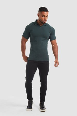 Jersey Buttonless Polo Shirt in Pine - TAILORED ATHLETE - ROW