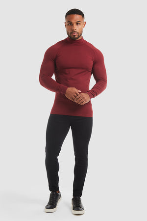 Jersey Roll Neck (LS) in Burgundy - TAILORED ATHLETE - ROW