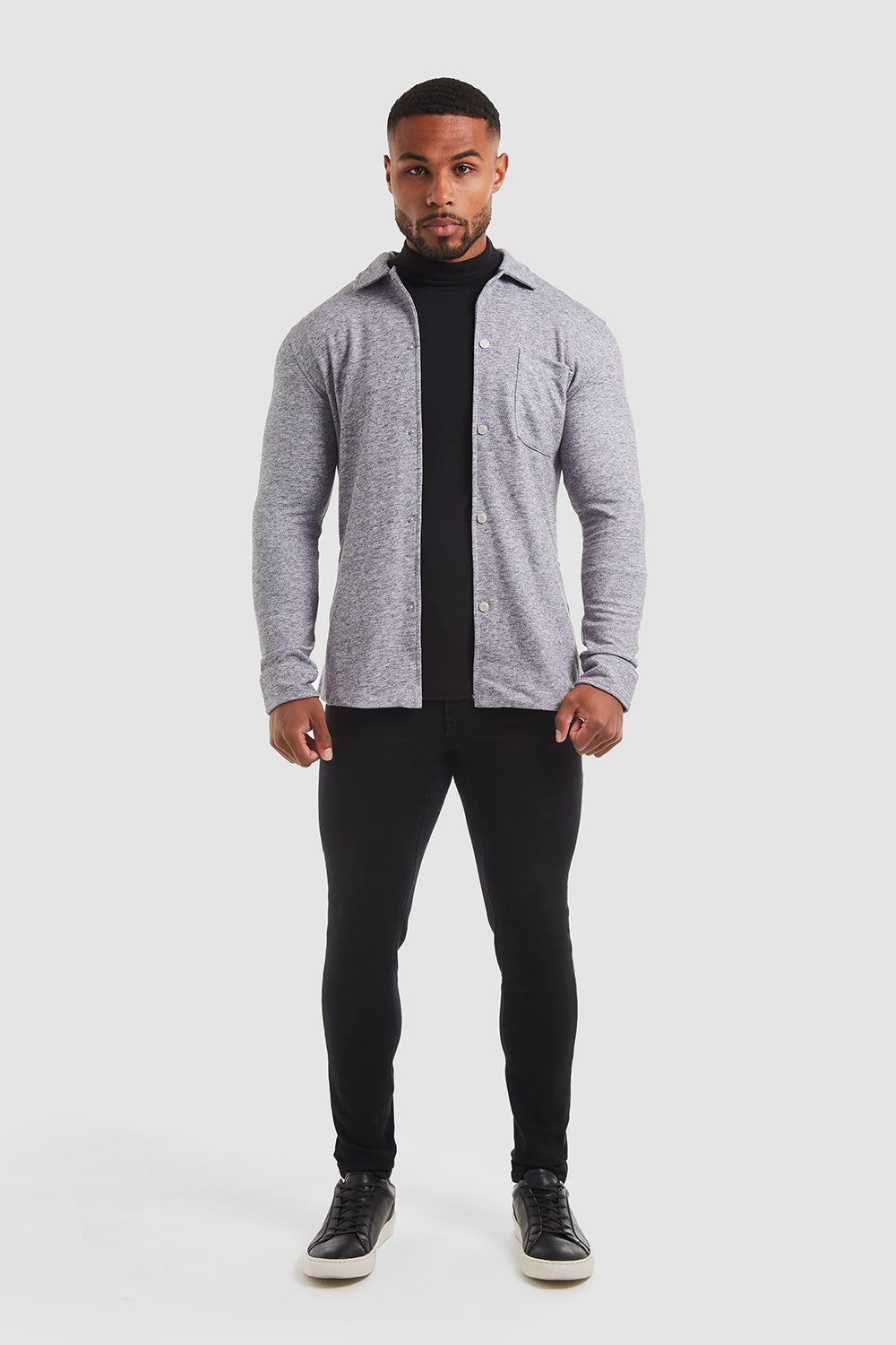 Flannel Overshirt in Pale Grey Marl - TAILORED ATHLETE - ROW
