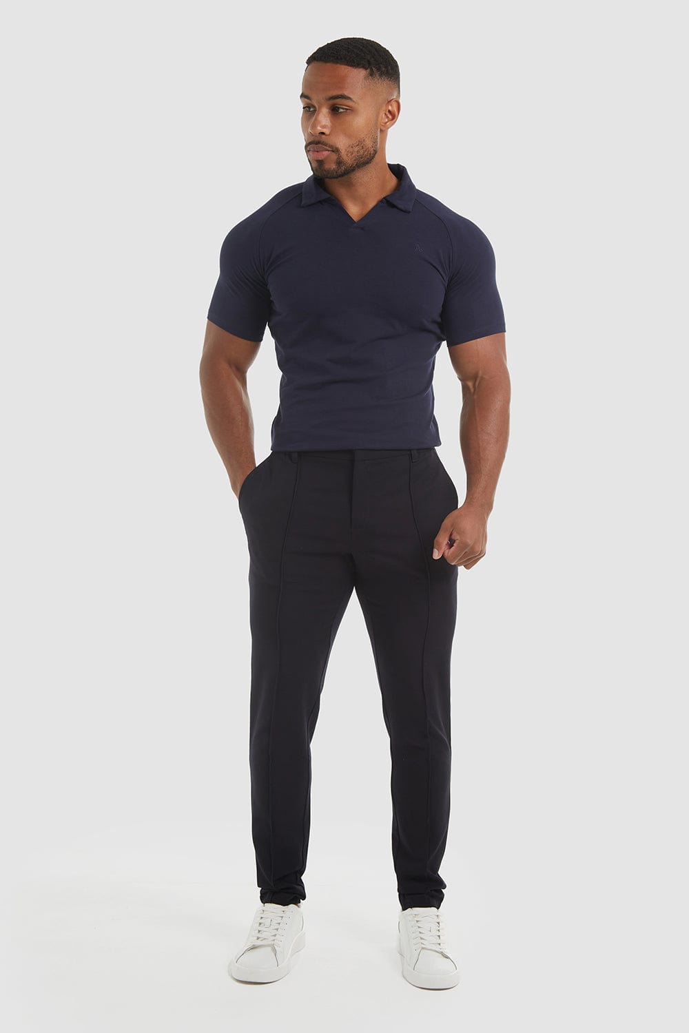 Stitched Crease Trousers in Navy - TAILORED ATHLETE - ROW