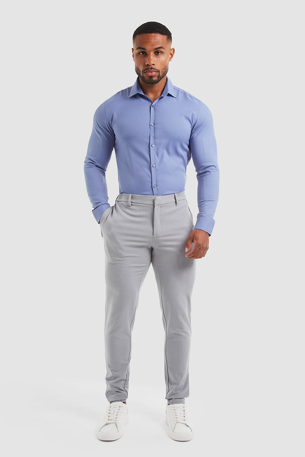 Performance Dress Shirt in Mid Blue - TAILORED ATHLETE - ROW