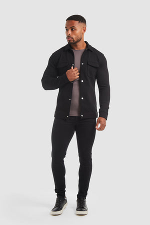 Jersey Shacket in Black - TAILORED ATHLETE - ROW