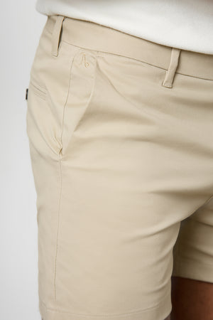 Muscle Fit Chino Shorts - Shorter Length in Stone - TAILORED ATHLETE - ROW