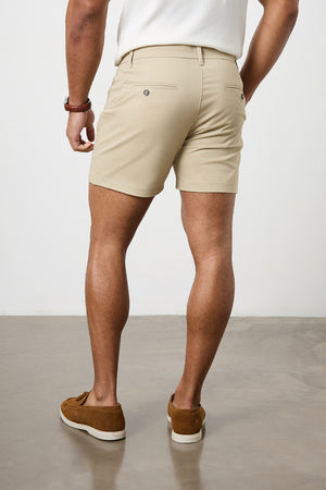 Muscle Fit Chino Shorts - Shorter Length in Stone - TAILORED ATHLETE - ROW