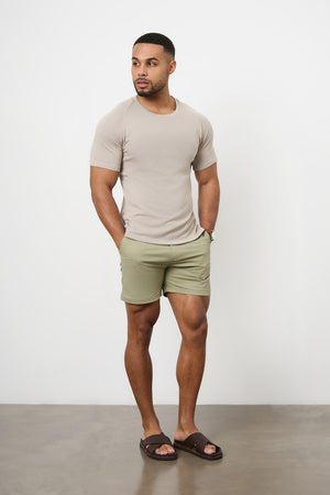 Muscle Fit Chino Shorts  - Shorter Length in Sage - TAILORED ATHLETE - ROW