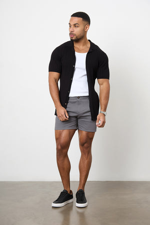 Muscle Fit Chino Shorts - Shorter Length in Dark Grey - TAILORED ATHLETE - ROW