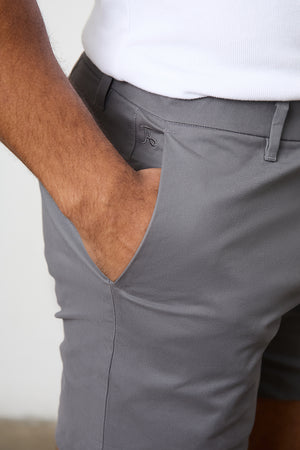 Muscle Fit Chino Shorts - Shorter Length in Dark Grey - TAILORED ATHLETE - ROW