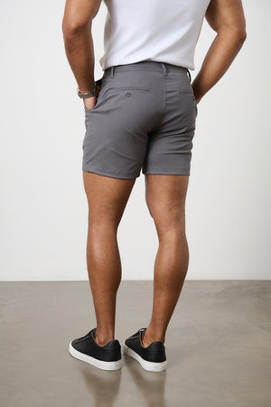 Muscle Fit Chino Shorts - Shorter Length in Dark Grey - TAILORED ATHLETE - ROW