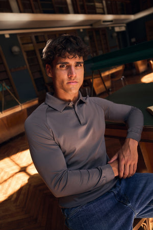 Mercerised Cotton Polo Shirt in Mole