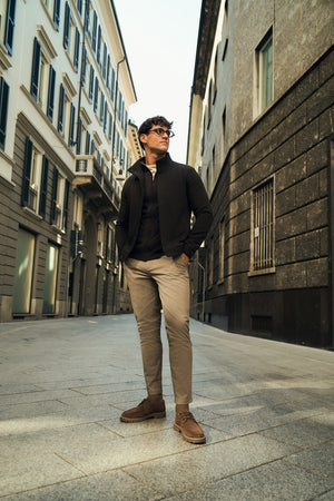 Funnel Neck Short Jacket in Chocolate