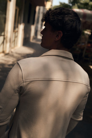 Twill Jersey Shacket in Stone