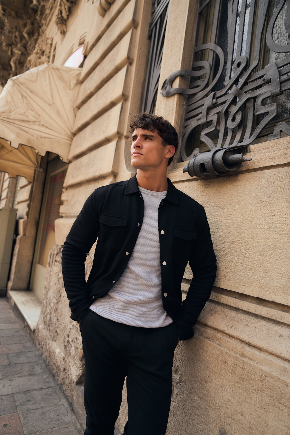 Twill Jersey Shacket in Black