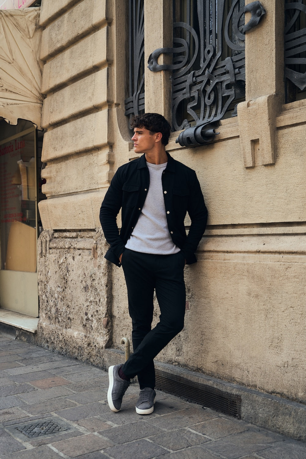 Twill Jersey Shacket in Black