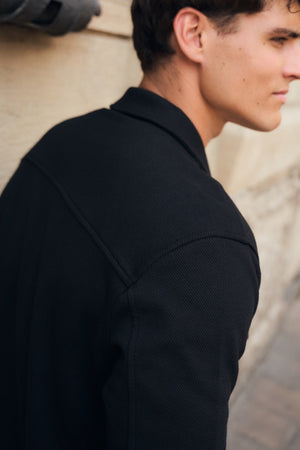 Twill Jersey Shacket in Black