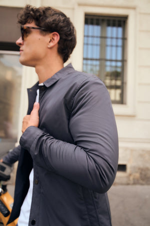 Shower Resistant Padded Coat Jacket in Navy