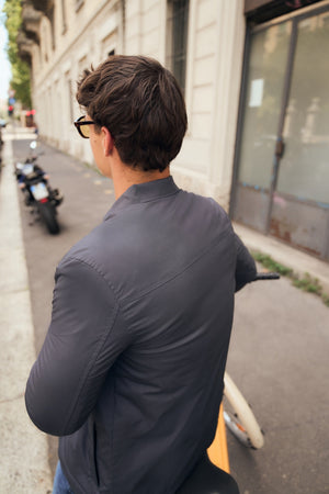 Shower Resistant Padded Coat Jacket in Navy
