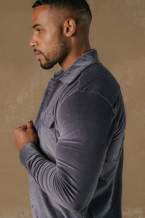 Cord Overshirt in Slate Blue