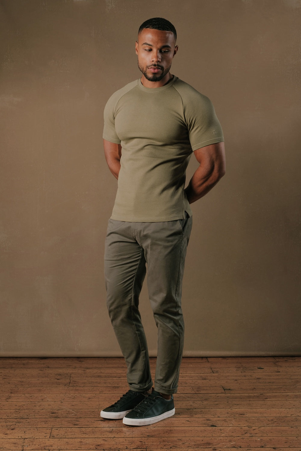 Textured Jersey T-Shirt in Khaki