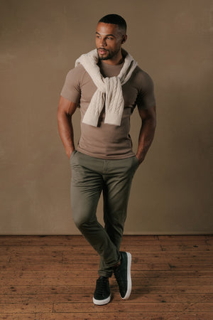 Textured Jersey T-Shirt in Khaki