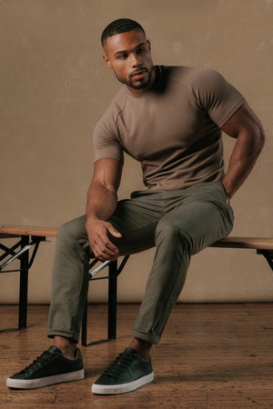Textured Jersey T-Shirt in Khaki