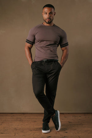 Tipped Fashion Fit T-Shirt in Mocha and Black