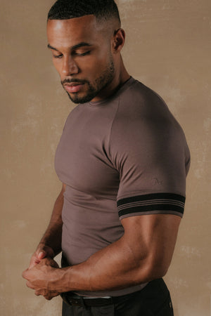 Tipped Fashion Fit T-Shirt in Mocha and Black