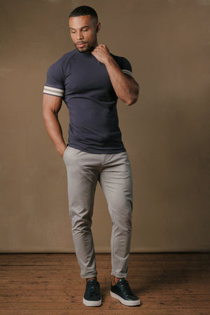 Tipped Fashion Fit T-Shirt in Navy and Stone