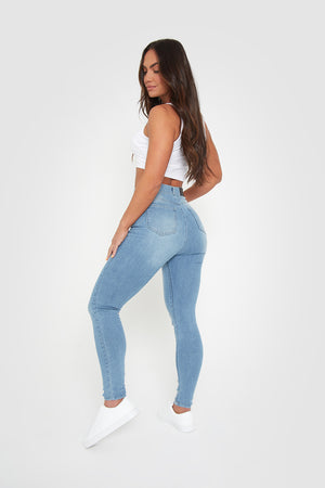 High Waisted Jeans in Light Blue - TAILORED ATHLETE - ROW