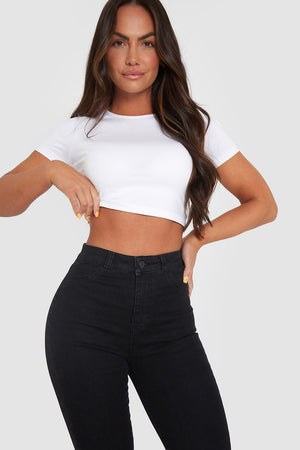 High Waisted Jeans in Black - TAILORED ATHLETE - ROW